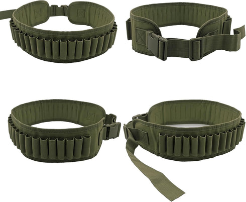 Professional Waterproof Shotshell Holder 30 Rounds Nylon Belt Case Ammo Gauge Adjustable Shotgun Rounds Shoulder Bandolier Shotgun Ammo Belt 12 16 Gauge