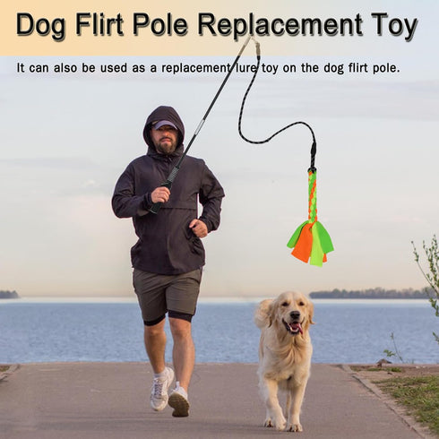 2 Pack Dog Fleece Rope Toy, Interactive Flirt Pole Replacement Toys for Tug and Chase, Chewing Rope Pet Tether