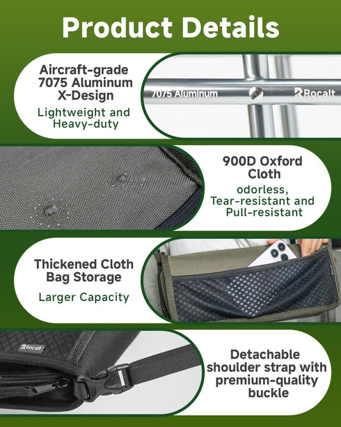13 inch 2025 Rocalt Camping Portable Stool, Ultralight Collapsible Stool, Ultralight Aluminum Pocket Chair for Adult