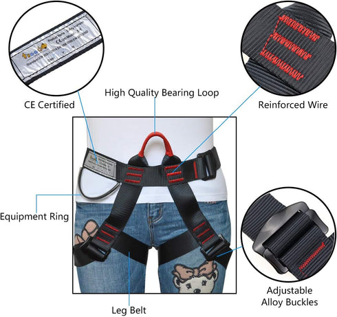 Half Body Climbing Gear for Rappelling, Rock Climbing, Fire Rescuing, Tree Climbing