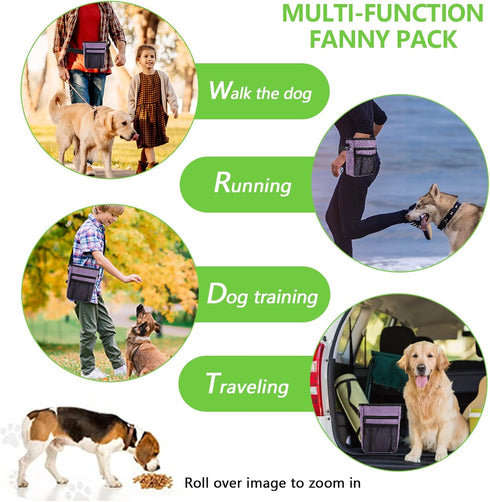 Dog Treat Pouches for Pet Training, Magnetic Closure Treat Pouches with Built-In Poop Bag Dispenser, Large Dog Training