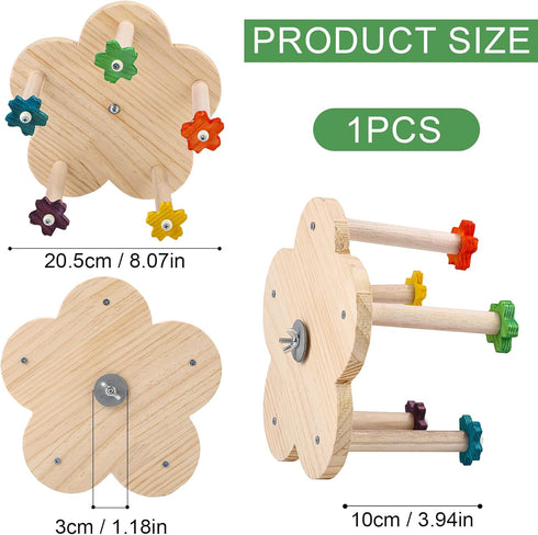 PEUTIER Wood Bird Rotating Perch Toy, Parrot Spinning Toy with Bearing Bird Ferris Wheel Toy Parakeet Toy Cockatiel
