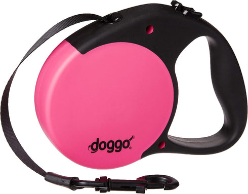 doggo Everyday Retractable Dog Leash, 16' Long Belt, Large for Dogs Up to 110 lbs, Pink