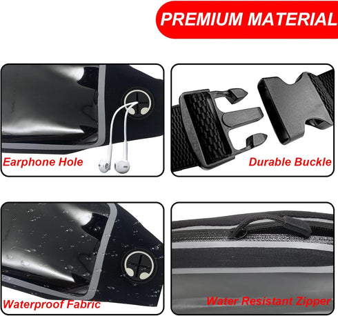 Running Belt for Women Men, Waterproof Fanny Pack, Workout Waist Pouch Phone Holder with Touchscreen for Gym