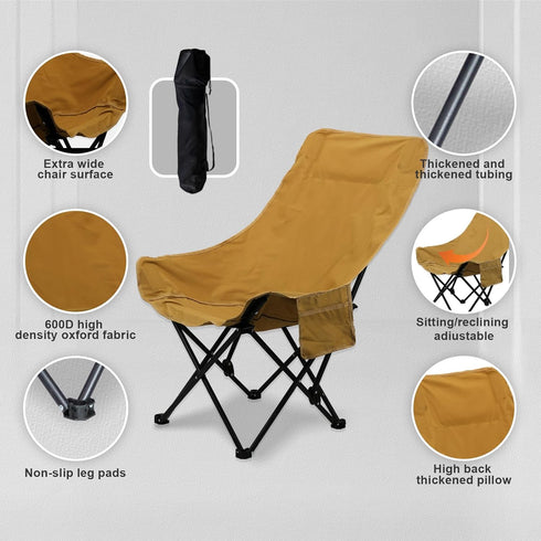 1 2 Smartmak Oversize Portable Sauna Chair, High Back Quick Folding Chair, Adjustable Angle, with Storage Bag,