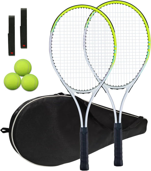 Tennis Racket Pre-Strung Lightweight 27 Inch - Recreational Adult Rackets for Men Women with Carry Bag