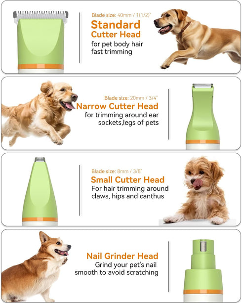 Dog Grooming Clippers Kit with Stainless Steel Scissors and Comb, Low Noise Electric Clippers for Dogs Cats