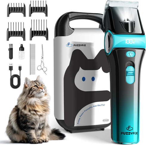 5-in-1 Trimmer Cat Clippers for Grooming with Blade, Cat Grooming Kit Cordless Rechargeable Hair Detachable Stainless