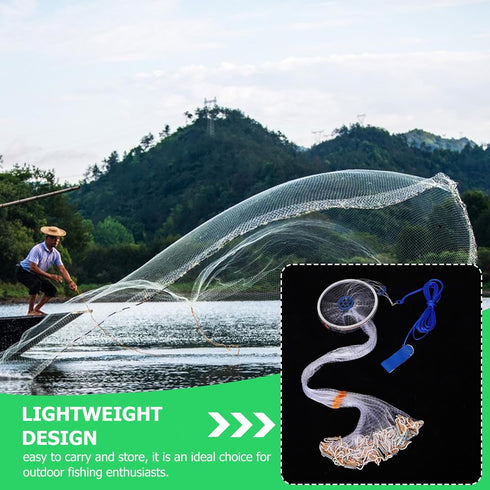1.2m Veemoon Hand Cast Net with Aluminum Ring and Steel Weights, Radius Circular Fishing Net for Freshwater Shrimp