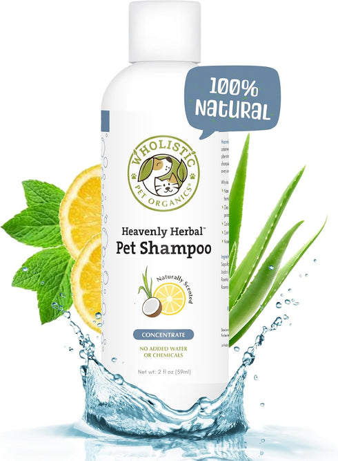 Wholistic Pet Organics Pet Shampoo Concentrate - Herbal Organic Dog Shampoo for Dry, Itchy Skin