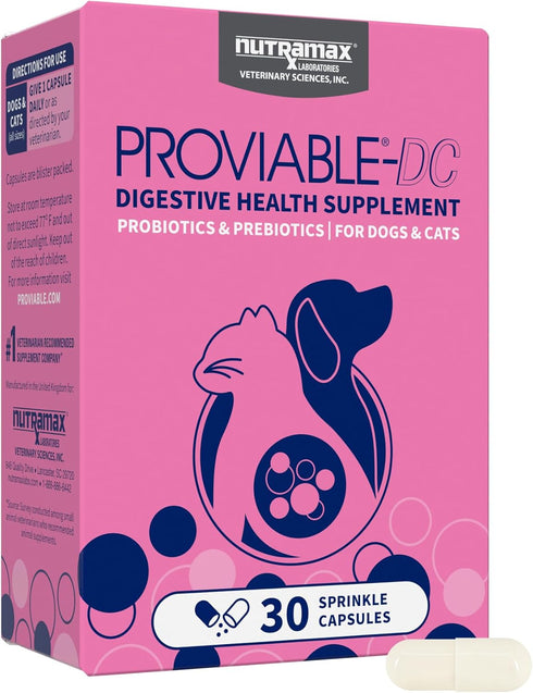 Nutramax Proviable Probiotics for Dogs and Cats, Daily Digestive Health Supplement with