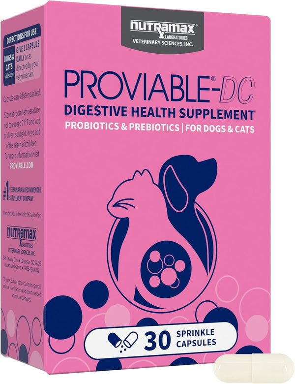 Nutramax Proviable Probiotics for Dogs and Cats, Daily Digestive Health Supplement with