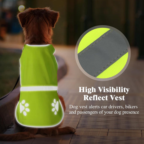 Reflective Dog Vest for Safety, High Visibility Fluorescent Pet Jacket, Lightweight Dog Clothes for Night Walking