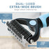Cat Brush Dog Brush for Shedding - Dematting Tool for Long Haired Pets - Safe and Effective Comb, Large, Blue