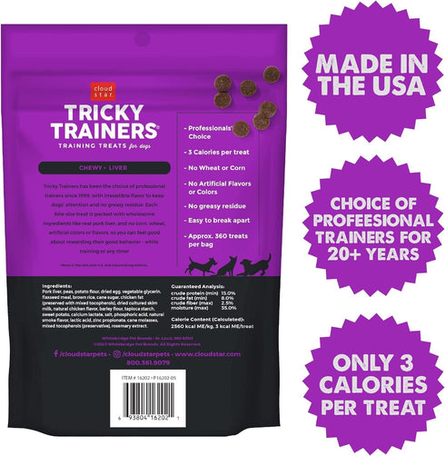 Cloud Star Tricky Trainers Chewy Dog Treats (3 Pack) - Whole Grain Soft Liver for Adult & Puppy, 14oz Each + 10ct Pet