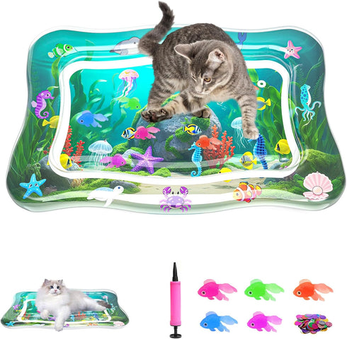 Interactive Cat Toys for Indoor Cats, Upgraded Cat Water Mat with Floating