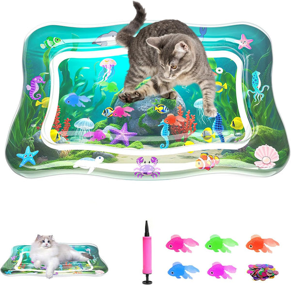 Interactive Cat Toys for Indoor Cats, Upgraded Cat Water Mat with Floating