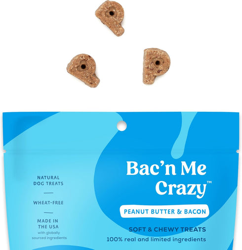 Poke's Bac'n Me Crazy Limited Ingredient Natural Dog Treats, Bacon & Peanut Butter, 8oz