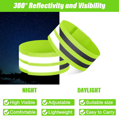 Yilloog 100 Pcs Reflective Arm Bands - High Visibility Reflector Bands for Night Walking, Cycling, Running