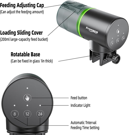 FREESEA Automatic Fish Feeder for Aquarium: Battery Auto Fish Food Dispenser with Timer for Small Tank