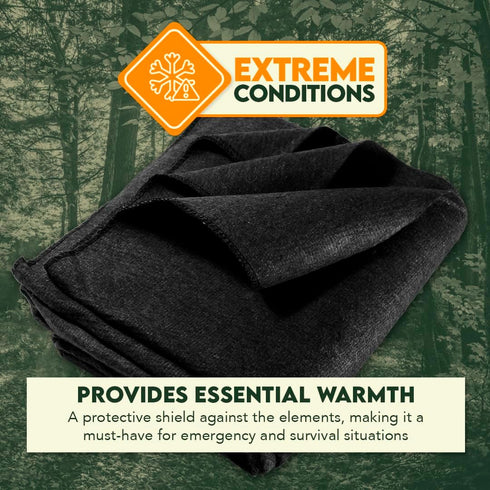 64" 84" 4-lb. 80% BI64845BK SE Black x Warm Blanket with Wool