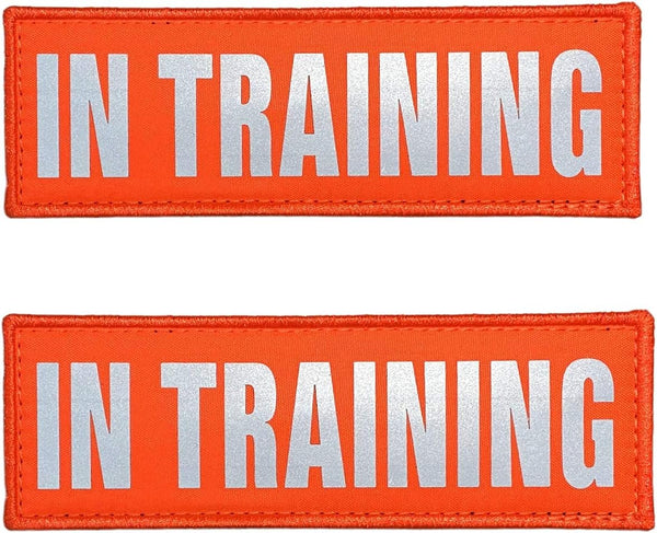 Orange Reflective Dog Patches 2 Pack, Service Dog in Training, DO NOT PET Patches with Hook and Loop