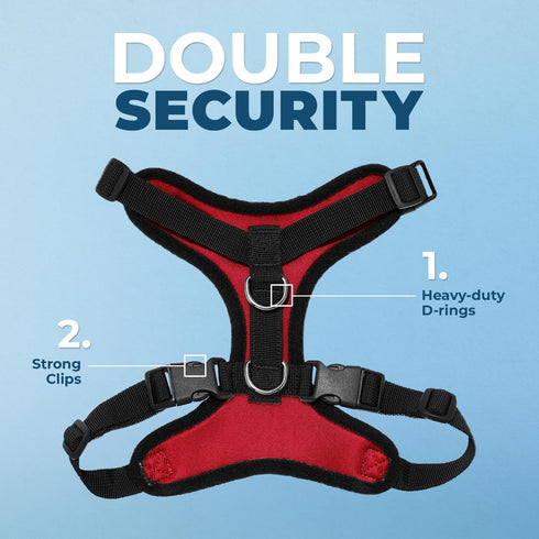 Voyager Step-in Lock Pet Harness - Adjustable All Weather Mesh Harness for Cats and Dogs, Red/Black Trim, XS