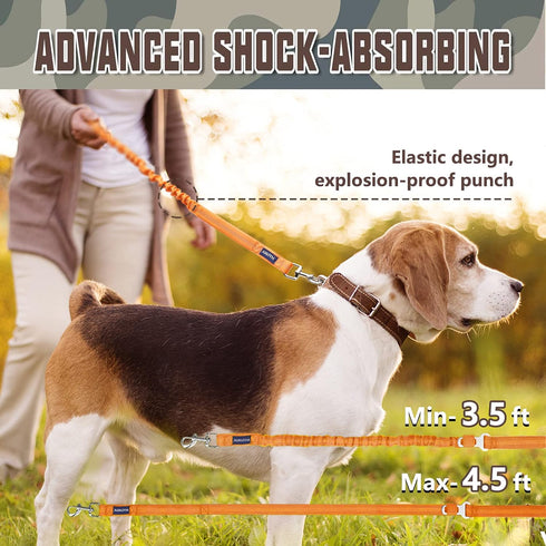 AUROTH 6FT/4.5FT Dog Leash for Large Dogs, Heavy Duty Bungee, No Pull with 2 Padded Handles, Orange