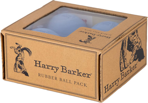 Harry Barker Rubber Balls and Chew Stick, 3" Rubber Balls, 4 Pack for Dogs