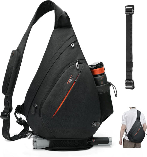 TUDEQU Sling Bag for Men, 19L Crossbody Backpack with 8 Pockets, One Strap Design