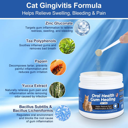 Ourea Inflammation, 4 oz Oral Health for Cats, Cat Gingivitis Treatment, Reduce Gum Redness & Pain, Combats Gum