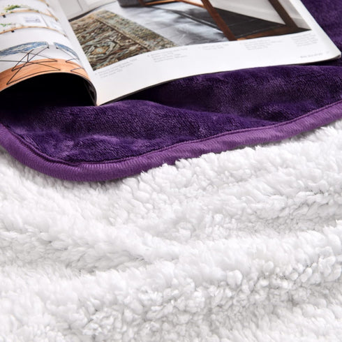 Waterproof Blanket for Bed Couch Sofa, Reversible Sherpa Fleece Pet Blanket, Dark Purple, 60x80 inches