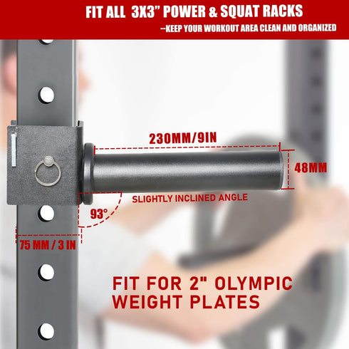 SYL Fitness Olympic Weight Plates Holder, Power Rack Attachment for 2x2 & 3x3 inch Square Tube Storage