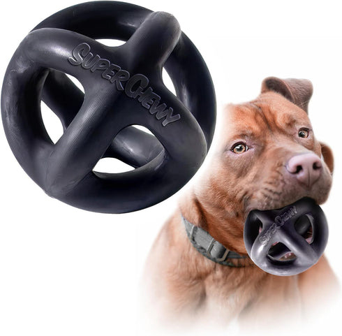 Tuff Pupper SuperChewy Cage Ball for Dogs | Durable Heavy Duty Natural Rubber | Tough Chew Toy for Medium Large Breeds