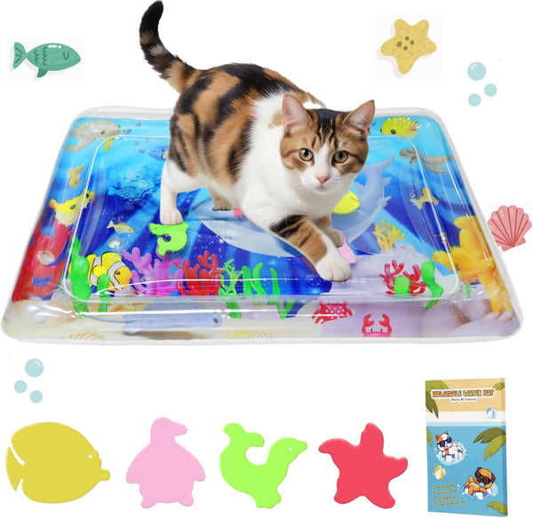 Upgraded Water Sensory Playmat for Cats, Interactive Pet Water Sensory Mat Pad, Thickened Cat Dog Toys for Indoor