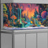 Colorful Galaxy Space Planet Aquarium Background: Waterfall Landscape Tapestry with Fantasy Mountain Wave Design
