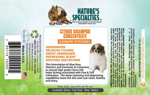 Nature's Specialties Citrus Ultra Concentrated Dog Shampoo - Makes up to 2 Gallons, 16 oz, Natural Grooming Choice