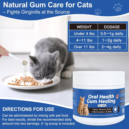 Ourea Inflammation, 4 oz Oral Health for Cats, Cat Gingivitis Treatment, Reduce Gum Redness & Pain, Combats Gum