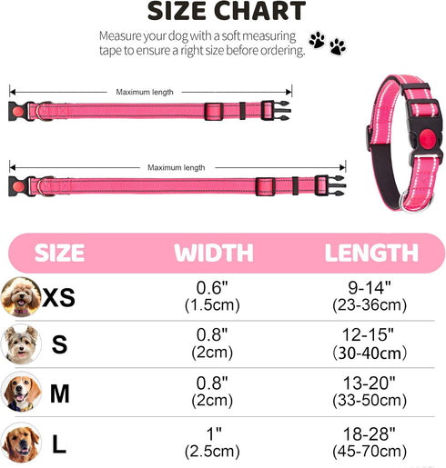 2 Pack Reflective Dog Collar for Large Dogs, Nylon Collars with Quick Release Safety Buckle for Small Medium Dogs