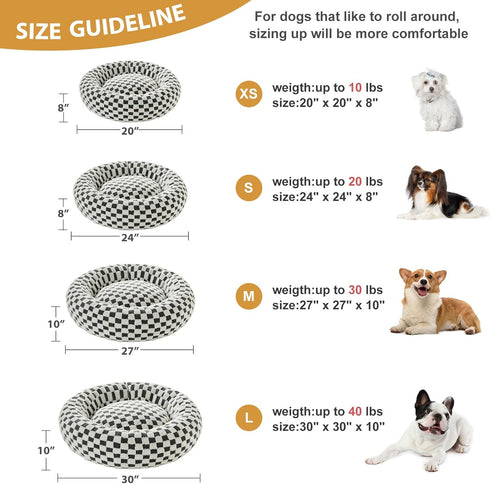 BFPETHOME Round Donut Dog Bed for Small Dogs, Calming Indoor Cat Bed with Non-Slip Bottom, Machine Washable Plush