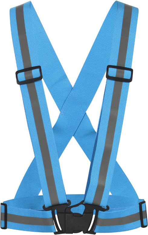 Reflective Vest, Adjustable Strip, High Visibility Safety Reflector Tape for Cycling Running Night Walking, Light Blue