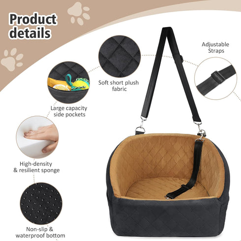 30lbs, NEEZUKAR Dog Car Seat for Small Medium Dogs,Detachable Washable Dog Booster Seat Under Pet Car Seat Travel Bed