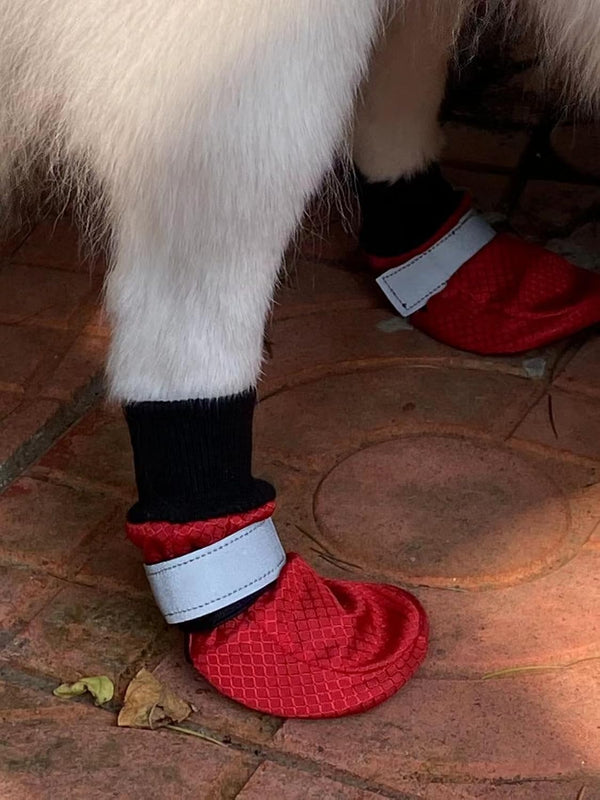 Winter Paw Protector Dog Boots - Waterproof Soft Sole and Nonslip, Set of 4, Color Red, Size Small