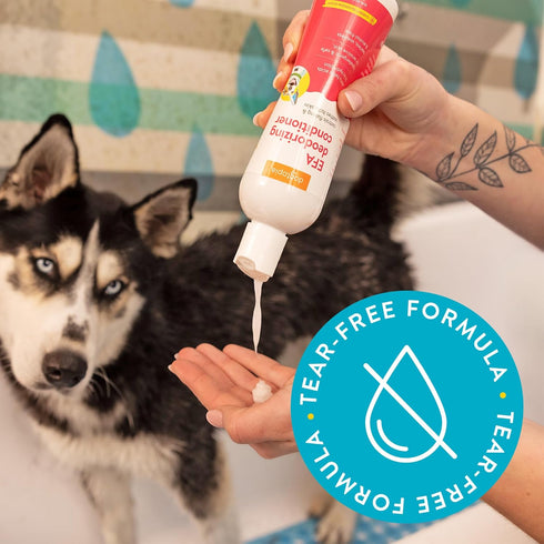 Essential Fatty Acid (EFA) Shampoo and Conditioner for Pets - 12oz Deodorizing Cherry Blossom Scent, Tearless, Soapless