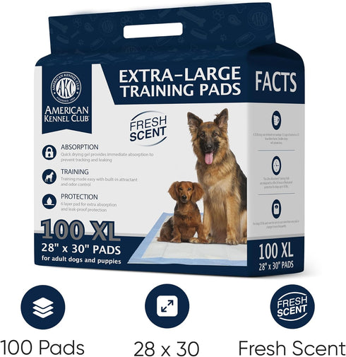 American Kennel Club Scented Puppy Training Pads, Ultra Absorbent Quick Dry Gel, 28 x 30 Pee Pads for Dogs, 100 Count