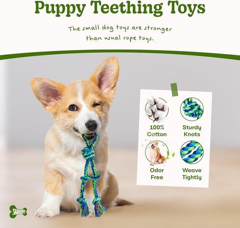 2 Pack Dog Rope Toy for Small Dogs - Durable Cotton Chew Toys for Teething and Tug of War