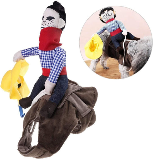 ISMARTEN Cowboy Rider Dog Costume for Dogs, Knight Style with Hat, X-Large