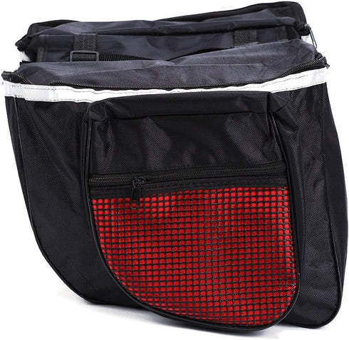 Keenso Large Capacity Double Rear Bike Bags, Waterproof Side Bags for Outdoor Riding, 25L, Black/Red