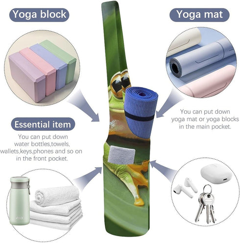 Backpack YHNNH Tree Frog Baby Yoga Mat Bag Yoga Multi Pocket Exercise Yoga Mat Carrier Multi-Functional Storage Bag