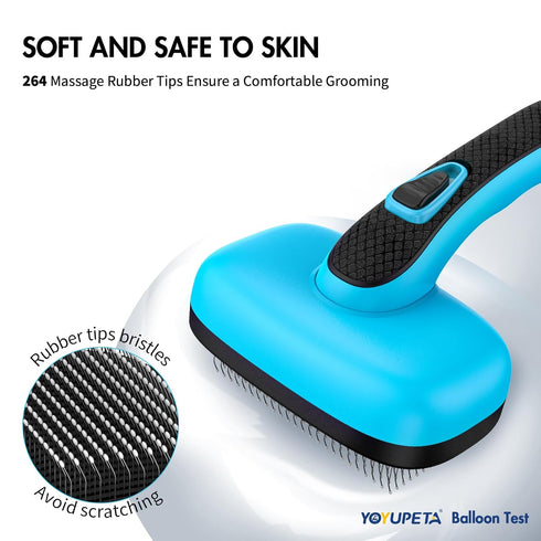Dog Self Cleaning Slicker Brush for Shedding, Ideal for Short Long Haired Dogs, Removes Loose Fur, Blue